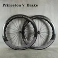 Princeton Carbon Road Bike Wheelset V Brake Clincher Tubeless Tubular Wheels UD Glossy Gold