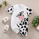 Spring and Autumn 0-18 months Newborn Baby Short Sleeve Cartoon Clothing Baby Boy Cow stripe Printed