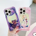 Kawaii Sailor Moon Luna Laser Phone Case For iPhone 15 14 13 12 11 Pro Max Cute Cartoon Tsukino