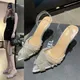Chaussures à talons hauts pour femmes sandales transparentes design fouet 35-43
