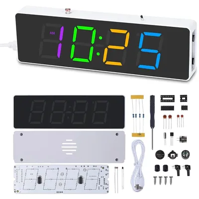 Kit elettronico fai da te Digital RGB colorato LED sveglia Suite 4 cifre data temperatura orologio