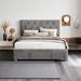 House of Hampton® Full Size Storage Bed Velvet Upholstered Platform Bed w/ A Big Drawer in Gray | Full/Double | Wayfair