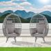 SANSTAR Swivel Wicker Outdoor Lounge Egg Chair Wicker/Rattan in Gray/Blue | 58.2 H x 28.5 W x 29.9 D in | Wayfair W-RJDC65NY-BB