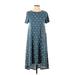 Lularoe Casual Dress - Midi: Blue Floral Motif Dresses - New - Women's Size X-Small