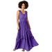 K Jordan Tiered Maxi Dress (Size XL) Electric Purple, Viscose,Cotton