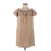 Express Casual Dress - Shift Boatneck Short sleeves: Tan Solid Dresses - New - Women's Size Medium