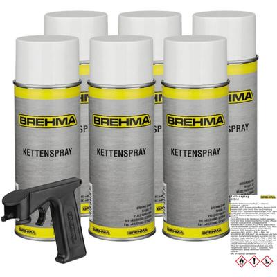 6x Brehma Kettenspray 400ml für O-Ring-Ketten geeignet transparent mit Griff