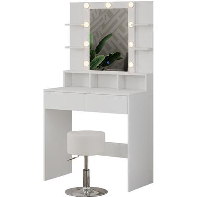 Schminktisch Taylor, Weiß, 80 cm mit led Beleuchtung und Hocker Vicco Image