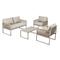 Merax Garten-Lounge-Set mit verzinktem Eisenrahmen, Gartenmöbel-Set aus Seil, khakifarbenem Seil mit Sitzkissen, verstellbaren Füßen, 4er-Set