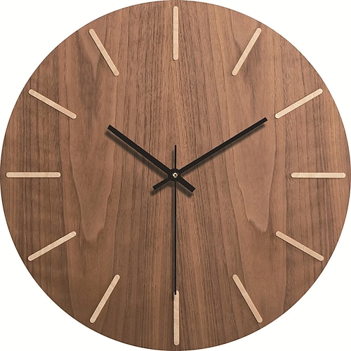 Wanduhr, schlichtes, modernes Design, Holzuhren für Schlafzimmer, Holzwanduhr, Heimdekoration, geräuschlos, digital, große Wanduhr, Küche, Massivholz-Wanduhr, stumme Uhr, Wohnzimmer, Heimbüro, Quarz, 30 cm Image