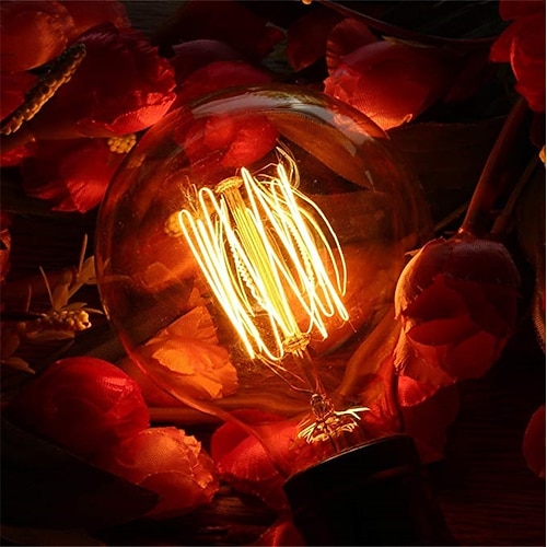 1pc Vintage Edison-Birnen mit Spiralfaden 40w dimmable e27 g95 runde Kugel großer antiker heller goldener Finish Industriedesign Bernstein Image