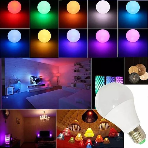 2 Stück, 1 Stück, 15 W, E27, E26, LED-Glühbirne, RGBW-Lampe, 16 Farbwechsel, sanftes Verblassen, Blitz-Strobe-Modus, IR-Fernbedienung, Heimdekoration, Urlaubslicht, 110–240 V Image