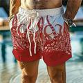 Herren-Boardshorts mit Oktopus-Aufdruck, Hawaii-Shorts, Badehose, Kordelzug mit Netzfutter, elastischer Bund, bequem, atmungsaktiv, Urlaubs-Shorts
