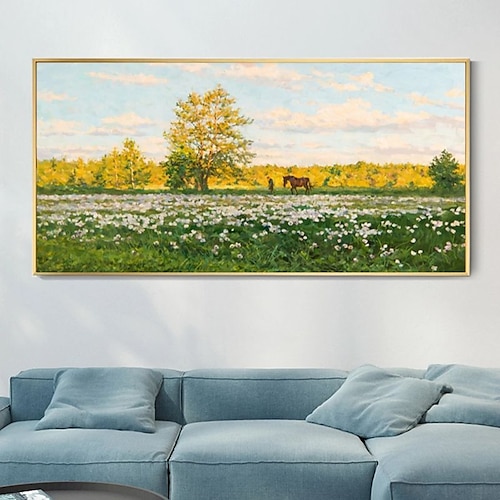 Handgefertigtes Ölgemälde auf Leinwand, Wandkunst, Dekoration, abstrakte Meereslandschaft, buntes Meer, Sonnenuntergang für Wohnkultur, gerollt, rahmenlos, ungedehnt Image