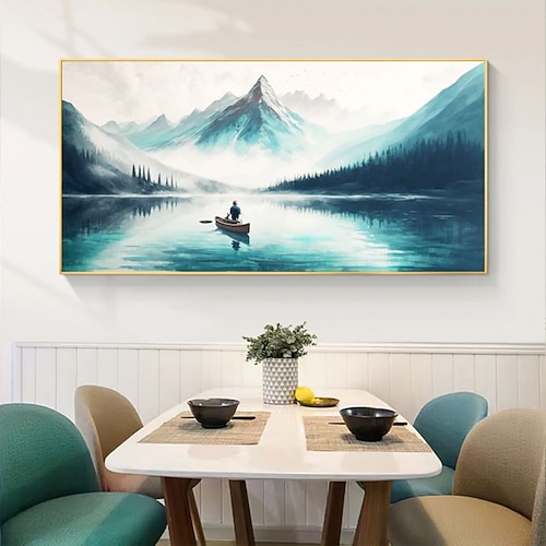 Handgefertigtes Ölgemälde auf Leinwand, Wandkunst, Dekoration, abstrakte Meereslandschaft, buntes Meer, Sonnenuntergang für Wohnkultur, gerollt, rahmenlos, ungedehnt Image