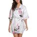 Vlazom Women s Kimono Robes Short Satin Pure Color Bridal Party Robe with Oblique V-Neck