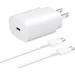 Original Samsung Galaxy Z Flip3 Super Fast Charger USB Type C Kit PD 25W Type C Wall Charger and USB C to USB C Fast Charging Cable - Cable is 6 Feet LONG - White