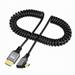 Xiwai Micro HDMI 2.0 Male to HDMI Male 4K 60hz Stretch Coiled Cable Right Angled 90 Degree for HDTV Computer Laptop Monitor