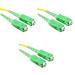 Set of 3 Ethernet Cable Optical Fiber Green and Yellow Jumper