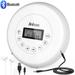 Portable CD Player with Bluetooth White Rechargeable CD Player Anti-Shock Protection LCD Display Support AUX/USB CD Walkman for Adults Kids