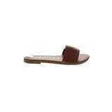 Calvin Klein Sandals: Slide Stacked Heel Casual Brown Solid Shoes - Women's Size 8 1/2 - Open Toe