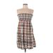 Mossimo Supply Co. Casual Dress - Mini Strapless Sleeveless: Brown Plaid Dresses - Women's Size Medium