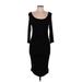 H&M Casual Dress - Midi Boatneck 3/4 sleeves: Black Print Dresses - Women's Size Medium