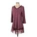Soft Surroundings Casual Dress - A-Line V Neck 3/4 sleeves: Burgundy Color Block Dresses - Women's Size Small
