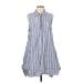 Hope & Harlow Casual Dress - A-Line Collared Sleeveless: Blue Print Dresses - Women's Size 12