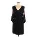 Free People Casual Dress - Mini V Neck 3/4 sleeves: Black Dresses - Women's Size Medium