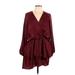 Zara Casual Dress - Wrap V Neck Long sleeves: Burgundy Dresses - New - Women's Size Large