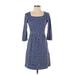 J. McLaughlin Casual Dress: Blue Print Dresses - Women's Size X-Small