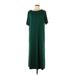 J.Jill Casual Dress - Midi Crew Neck Short sleeves: Green Solid Dresses - Women's Size Large Petite