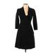 Theory Casual Dress - A-Line V-Neck 3/4 sleeves: Black Solid Dresses - Women's Size 4