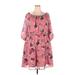 Lane Bryant Casual Dress - Mini Boatneck 3/4 sleeves: Pink Print Dresses - Women's Size 24 Plus