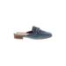 Italeau Mule/Clog: Slip On Chunky Heel Casual Blue Solid Shoes - Women's Size 37 - Almond Toe