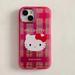 Sanrio Hello kitty Cat Cartoon Plating Pink Phone Case For iPhone 14 13 12 11 15 Pro Max Case Cute Invisible Bracket Soft Cover