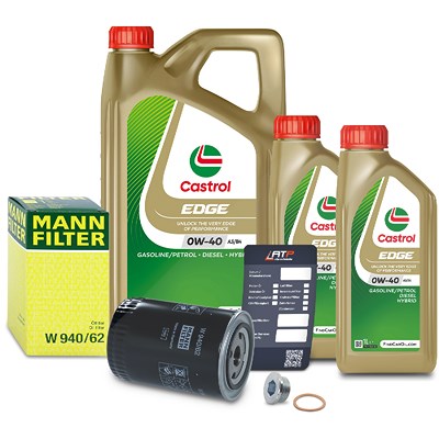 Mann-filter Ölfilter+Schraube+7 L Castrol 0W-40 A3/B4 [Hersteller-Nr. 10492631] für Citroën, Fiat, Peugeot