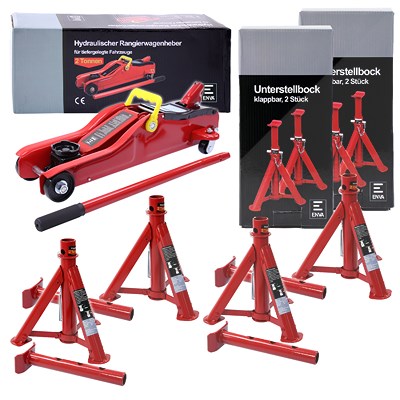 Enva Rangier-Wagenheber 2t 2000kg + 4x Unterstellbock klappbar 2t [Hersteller-Nr. 10871164]