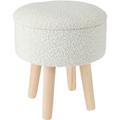 Home Styling - Tabouret avec assise en peluche, pieds en pin, hauteur 34 cm