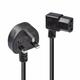 Lindy 1m UK 3 Pin Plug to Right Angled IEC C13 Mains Power Cable. Blac