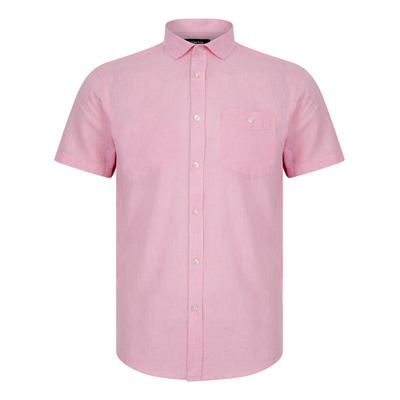 Shirts Portree Gingham Check Short Sleeve Cotton Linen Blend Shirt in Bonbon Pink - Kensington Eastside / XL - Tokyo Laundry