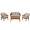 Mendler Gartengarnitur HWC-N37, Garten-/Lounge-Set Sofa Sitzgruppe, Poly-Rattan Holz Akazie ~ grau, Kissen beige