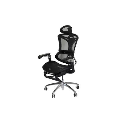 Mendler Bürostuhl HWC-J93b, Schreibtischstuhl Drehstuhl, ergonomisch, Lordosenstütze Fußstütze 3D-verstellbare Armlehnen schwarz Image
