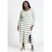 Plus Size Women's Striped Sweater Dress With Tie Back by ELOQUII in Green Bay Stripe (Size 26/28)