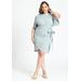 Plus Size Women's Mini Dress With Tie by ELOQUII in Sky Gray (Size 18)