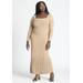 Plus Size Women's Long Sleeve Sweater Dress With Pleat Hem by ELOQUII in Apricot Haze (Size 14/16)