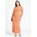 Plus Size Women's Long Sleeve Sweater Dress With Pleat Hem by ELOQUII in Apricot Haze (Size 14/16)