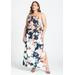 Plus Size Women's Printed Satin Bias Dress by ELOQUII in Tapestry Floral (Size 18)