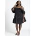 Plus Size Women's Off The Shoulder Ruffle Mini Dress by ELOQUII in Black Onyx (Size 26)